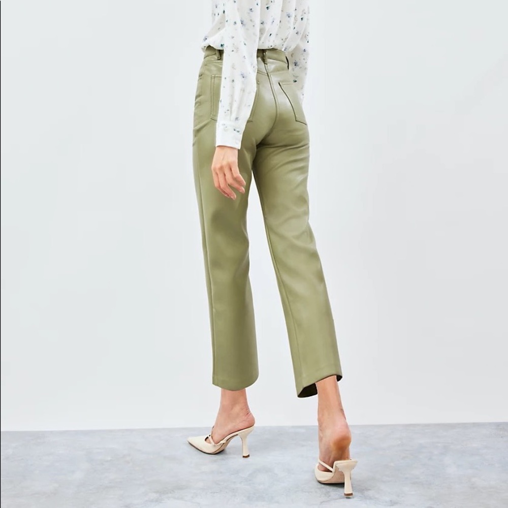 Aritzia Wilfred Vegan Leather Melina Cropped Pants - Sage Frost (Green)